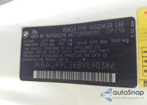 2011 BMW 128I из США, поврежденный, VIN WBAUP9C56BVL90386